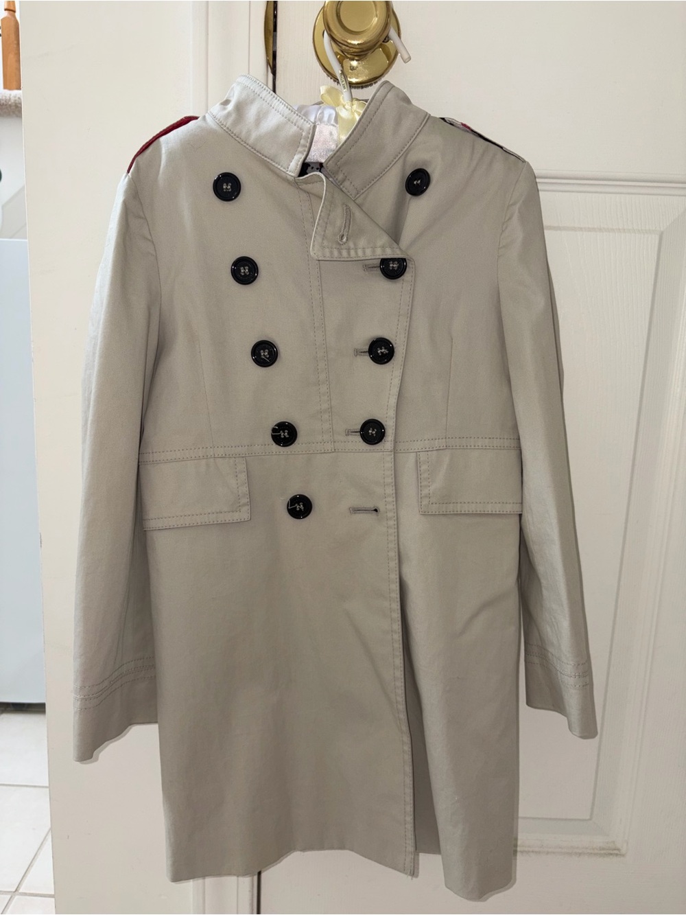 Burberry Children’s Light Beige Double-Breasted Trench Coat with Black Buttons